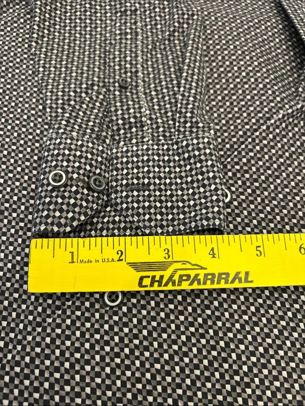 Bugatchi 8 Way Stretch Black & White Micro-Pattern Med Button Down Dress Shirt